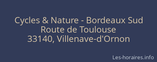 Cycles & Nature - Bordeaux Sud