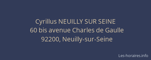 Cyrillus NEUILLY SUR SEINE