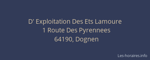 D' Exploitation Des Ets Lamoure