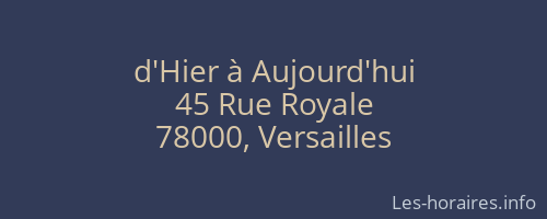 d'Hier à Aujourd'hui
