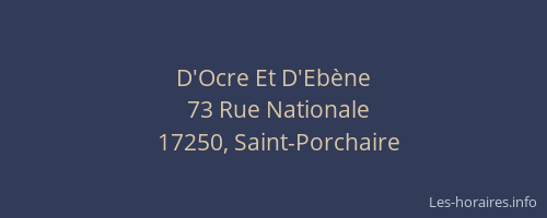 D'Ocre Et D'Eb&egrave;ne