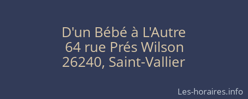 D'un Bébé à L'Autre