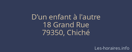 D'un enfant à l'autre
