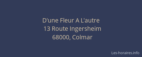 D'une Fleur A L'autre