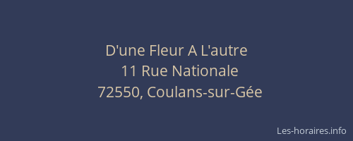 D'une Fleur A L'autre