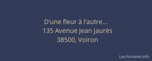 D'une fleur &agrave; l'autre...