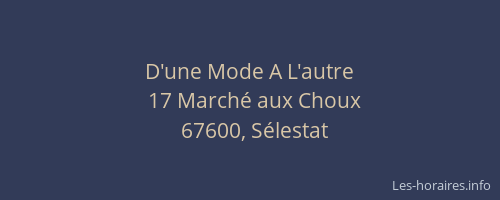 D'une Mode A L'autre