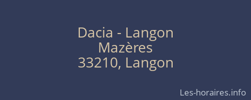 Dacia - Langon