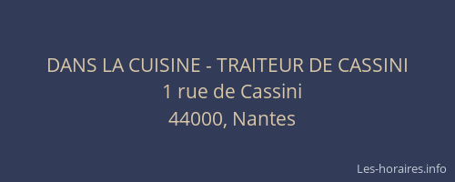 DANS LA CUISINE - TRAITEUR DE CASSINI