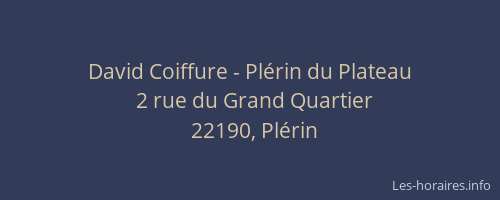 David Coiffure - Pl&eacute;rin du Plateau