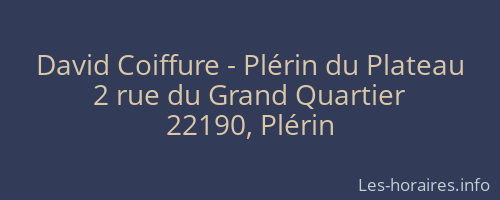 David Coiffure - Plérin du Plateau