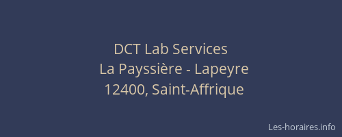 DCT Lab Services