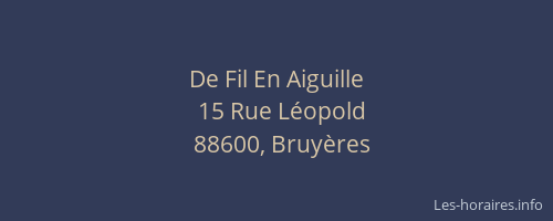 De Fil En Aiguille