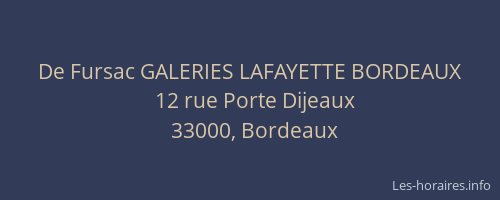De Fursac GALERIES LAFAYETTE BORDEAUX