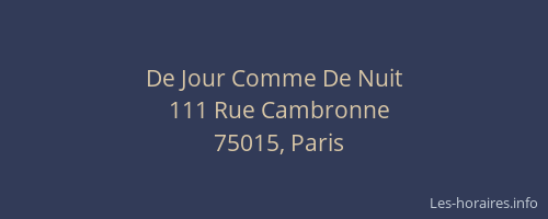De Jour Comme De Nuit