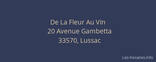 De La Fleur Au Vin