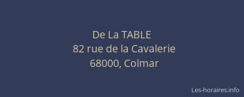 De La TABLE
