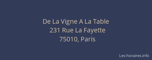 De La Vigne A La Table
