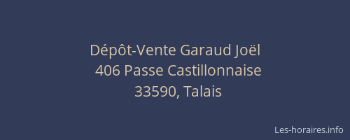 D&eacute;p&ocirc;t-Vente Garaud Jo&euml;l
