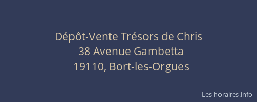 D&eacute;p&ocirc;t-Vente Tr&eacute;sors de Chris
