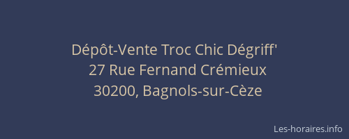 D&eacute;p&ocirc;t-Vente Troc Chic D&eacute;griff'