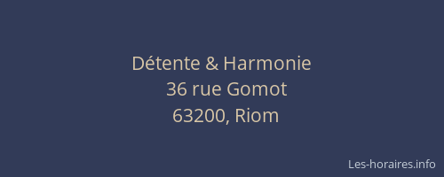D&eacute;tente & Harmonie