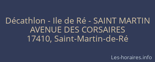 Décathlon - Ile de Ré - SAINT MARTIN