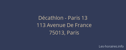 Décathlon - Paris 13
