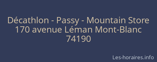 Décathlon - Passy - Mountain Store