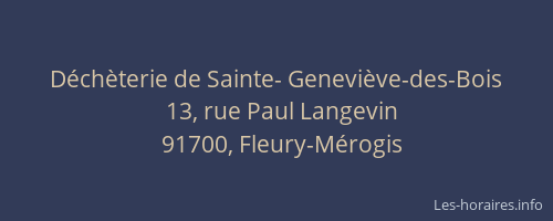 Déchèterie de Sainte- Geneviève-des-Bois