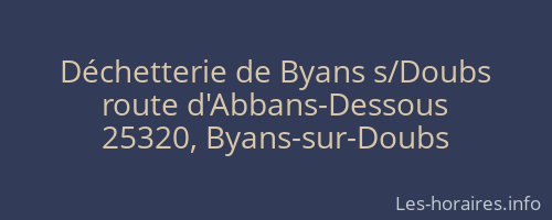 Déchetterie de Byans s/Doubs