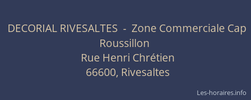 DECORIAL RIVESALTES  -  Zone Commerciale Cap Roussillon