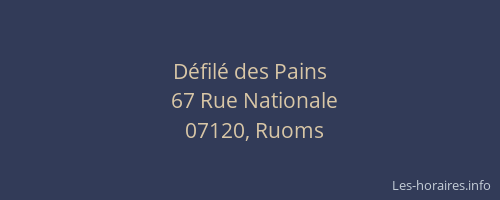 Défilé des Pains