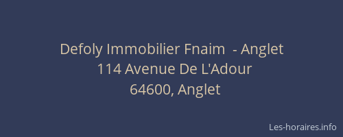 Defoly Immobilier Fnaim  - Anglet