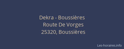 Dekra - Boussi&egrave;res