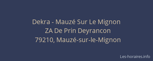 Dekra - Mauzé Sur Le Mignon