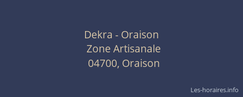 Dekra - Oraison