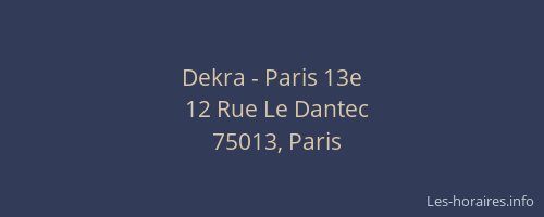 Dekra - Paris 13e