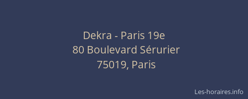 Dekra - Paris 19e
