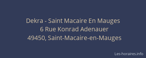 Dekra - Saint Macaire En Mauges