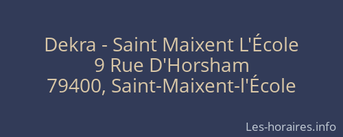 Dekra - Saint Maixent L'École