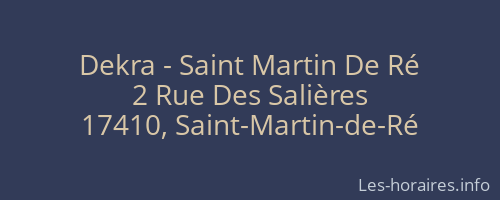 Dekra - Saint Martin De Ré