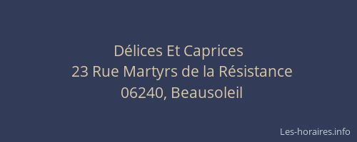 Délices Et Caprices