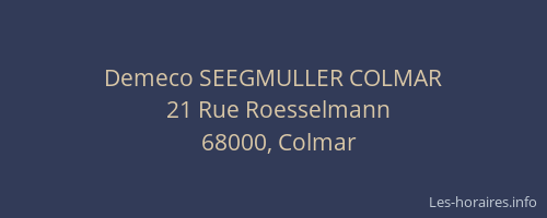 Demeco SEEGMULLER COLMAR