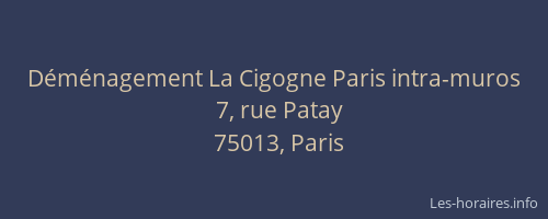 Déménagement La Cigogne Paris intra-muros