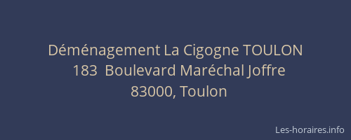 Déménagement La Cigogne TOULON