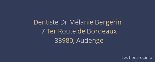 Dentiste Dr Mélanie Bergerin