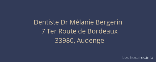 Dentiste Dr M&eacute;lanie Bergerin