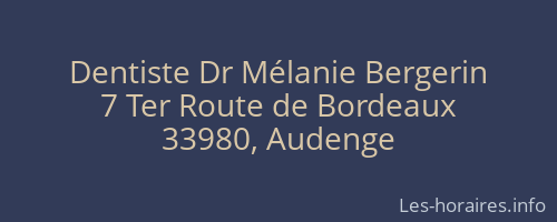 Dentiste Dr Mélanie Bergerin