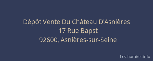 Dépôt Vente Du Château D'Asnières